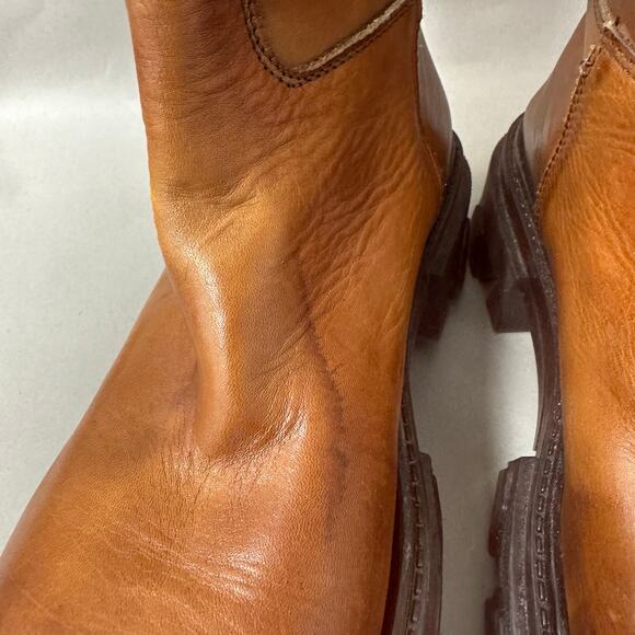 Jonak Rocket Knee High Leather Boots in Cognac Lug Sole Euro Size 41 US 10 - Picture 10 of 16